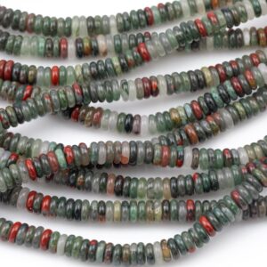 Natural Dragon Blood Stone - High Quality In Saucer Roundel, 6mm Smooth Gemstone Beads Thin Roundel