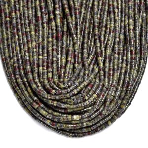Natural Dragon Blood Stone Gemstone 4x2mm Heshi Rondelle Slice Beads 14.5 Inch Full Strand Bulk Lot (80019465-p105)