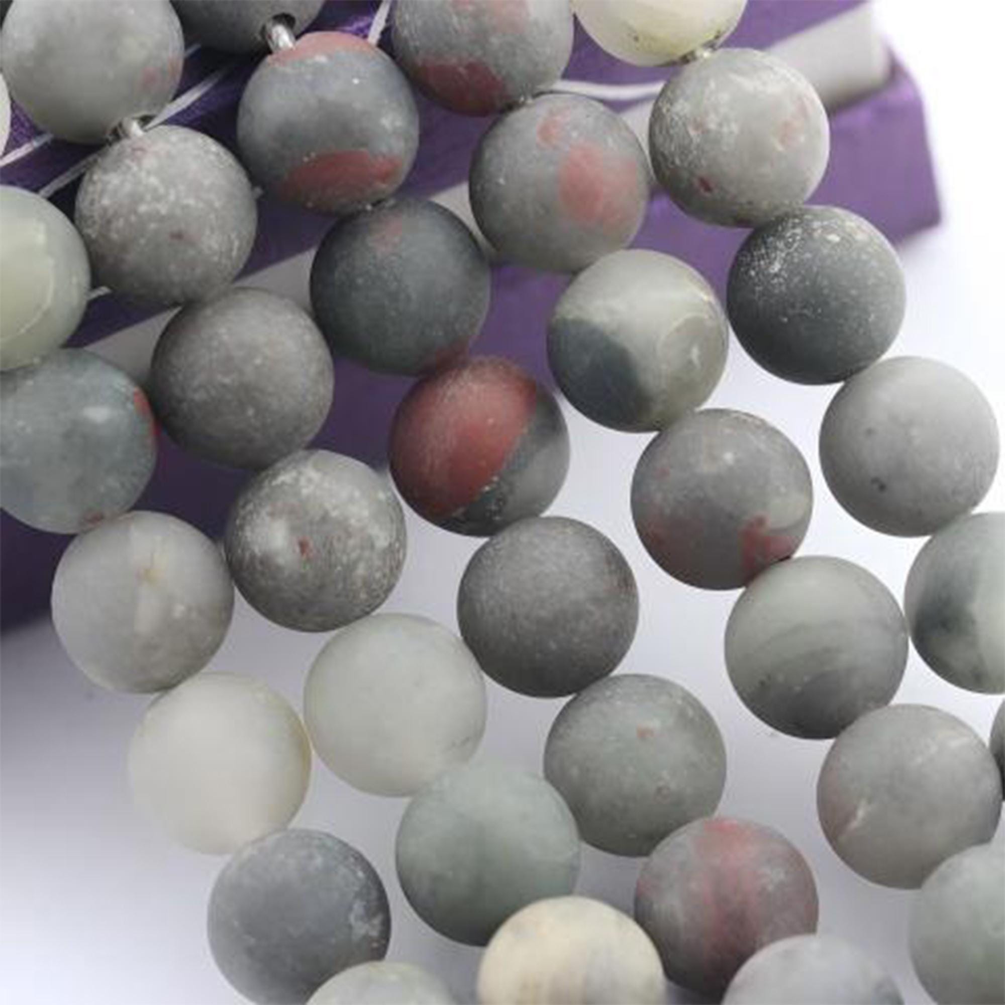 2.0mm Hole African Bloodstone Matte Round Beads 8mm 10mm 15.5" Strand