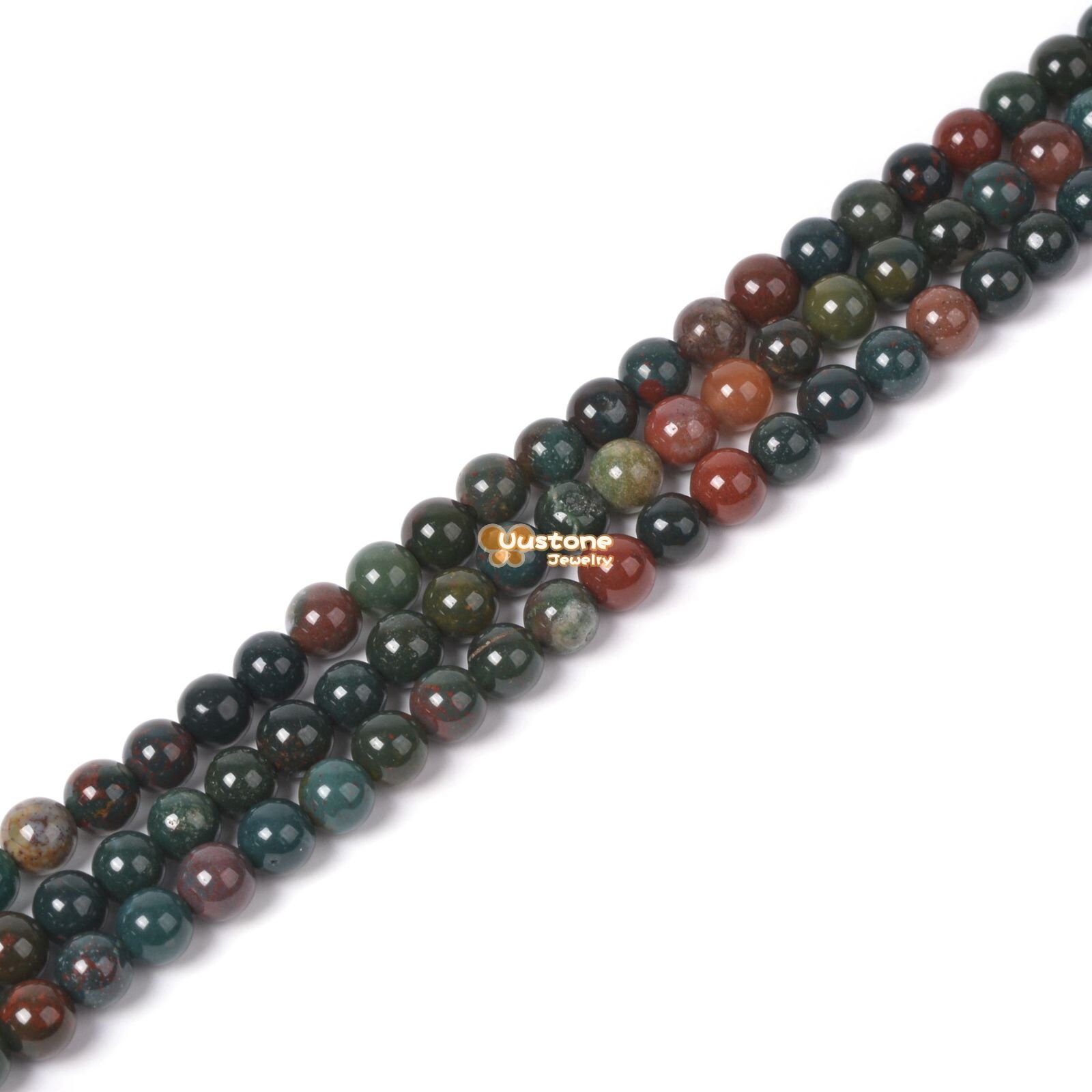 4mm Green Bloodstone Heliotrope Round Ball Loose Beads Diy Jewelry Making Strand 15.5-16"