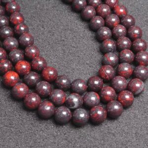 6mm-10mm Natural Bloodstone Smooth and Round Stone Beads,15 inches one strand