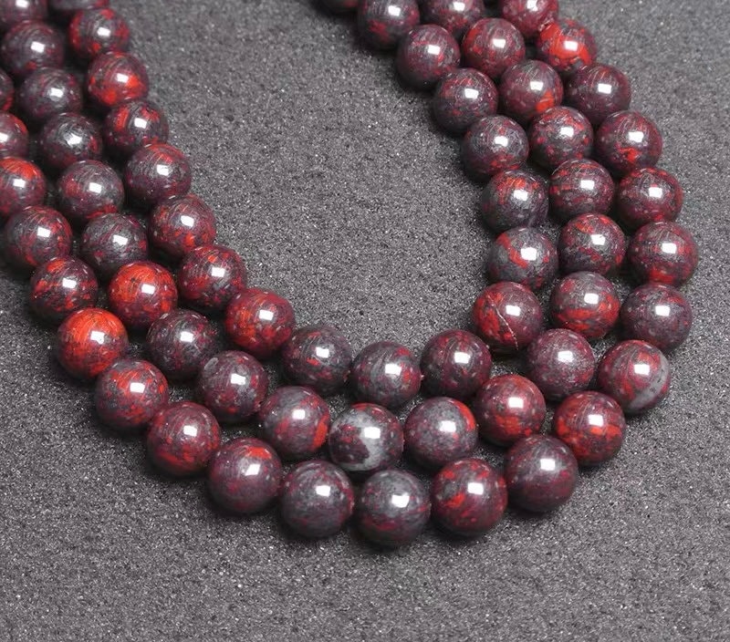 6mm-10mm Natural Bloodstone Smooth And Round Stone Beads,15 Inches One Strand