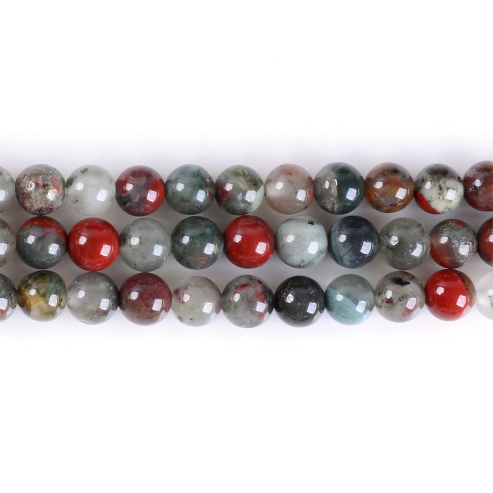 6mm African Bloodstone Round Ball Loose Gemstone Beads 16"