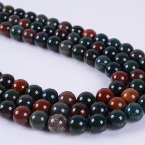 8mm Green bloodstone heliotrope round ball loose gemstone beads 16"