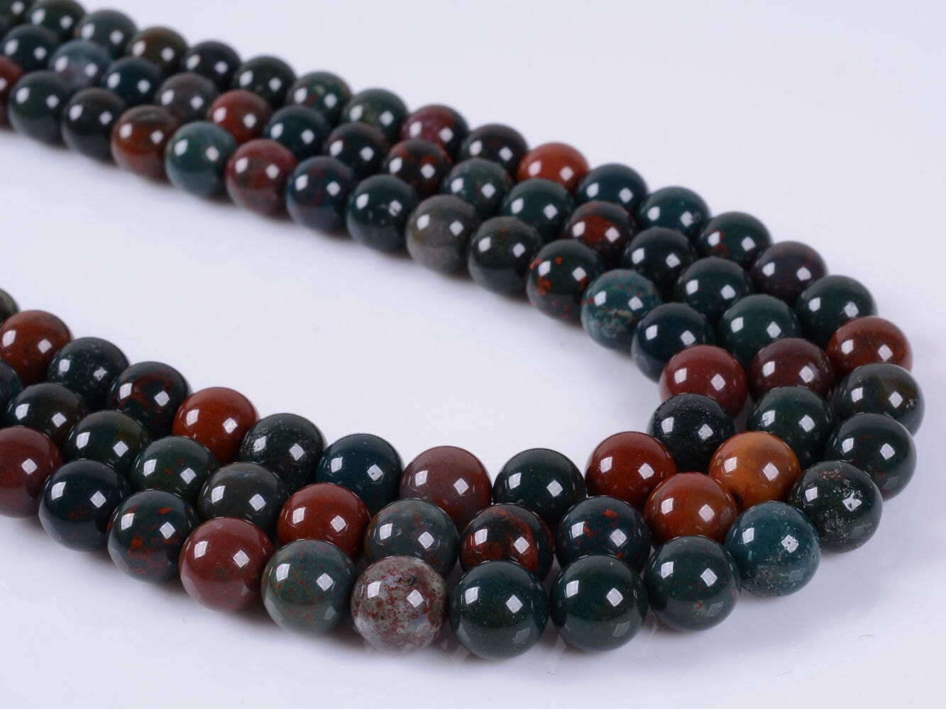 8mm Green Bloodstone Heliotrope Round Ball Loose Gemstone Beads 16"