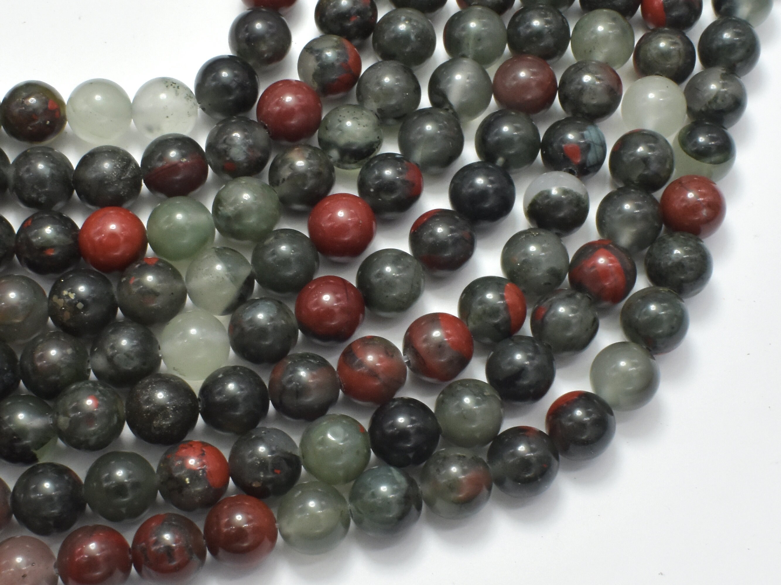 African Bloodstone, 8mm Round Beads, 15 Inch, Full Strand, Approx. 45 Beads, Hole 1mm (124054002)