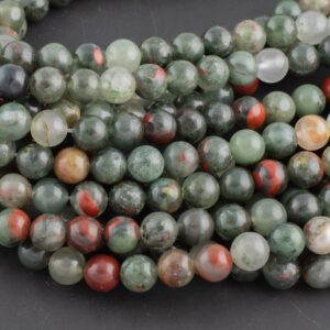 African Bloodstone Beads Blood Stone Beads, High Quality in  Round,-Full Strand 15.5 inch Strand, 4mm, 6mm, 8mm, 12mm, or 14mm Beads