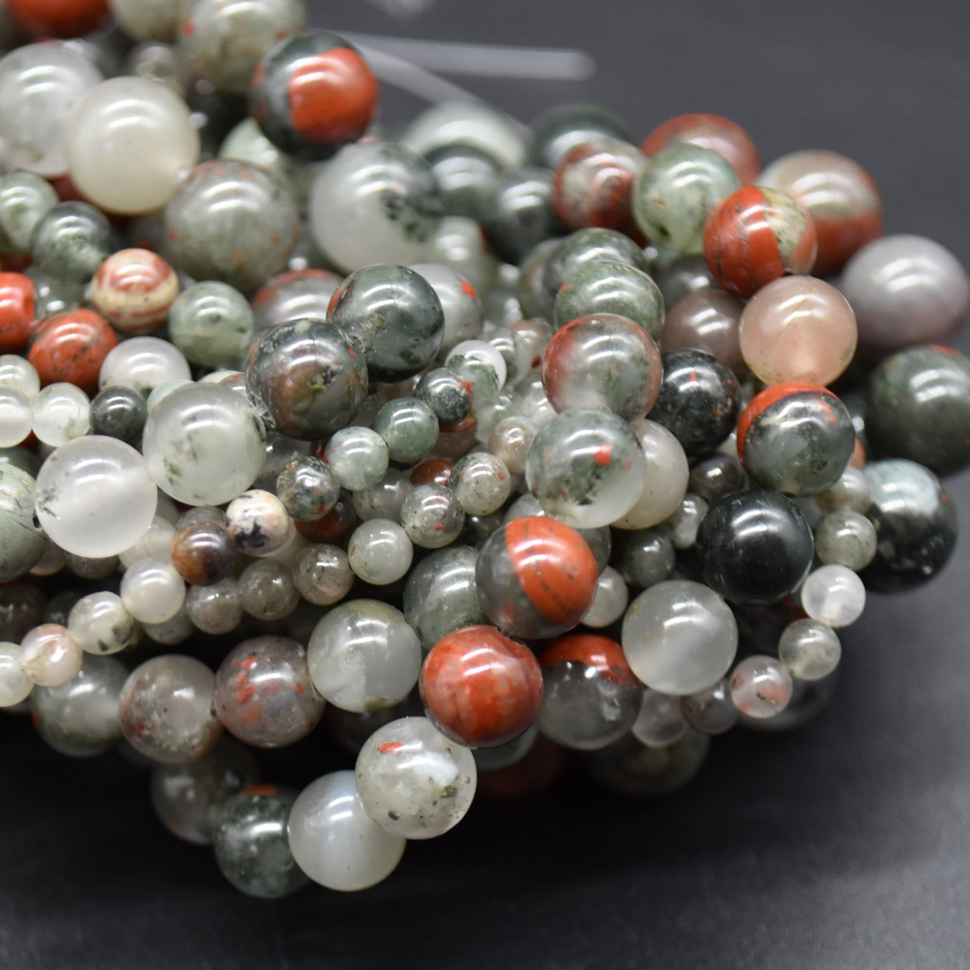 African Bloodstone Jasper Round Beads - 4mm, 6mm, 8mm, 10mm Sizes - 14" Strand - Natural Gemstone Beads For Jewellery Making African Bloodstone Jasper Round Beads - 4mm, 6mm, 8mm, 10mm Sizes - 14" Strand - Natural Gemstone Beads For Jewellery Making