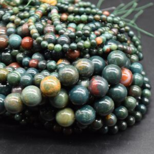 Bloodstone Round Beads - 4mm, 6mm, 8mm, 10mm 12mm Sizes - 14" Strand - Natural Gemstone Beads For Jewellery Making | Crystal Beads