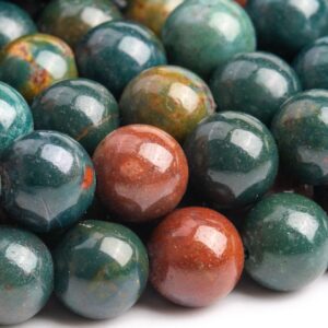 Genuine Natural Blood Stone Gemstone Beads 8-9mm Dark Green Round Aaa Quality Loose Beads (103473)
