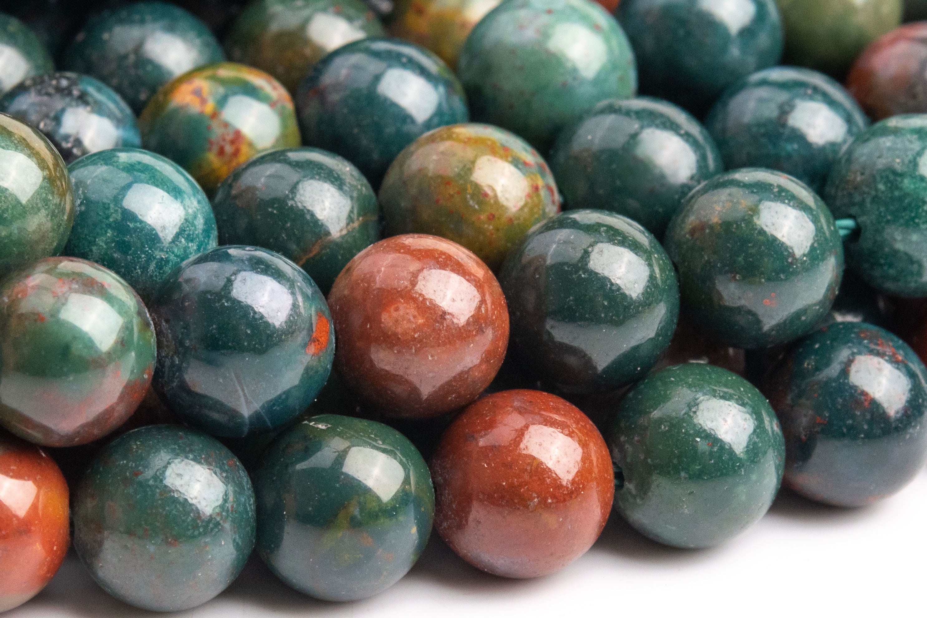 Genuine Natural Blood Stone Gemstone Beads 8-9mm Dark Green Round Aaa Quality Loose Beads (103473)