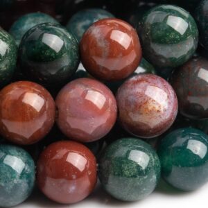 Genuine Natural Blood Stone Gemstone Beads 6-7mm Dark Green Round Aaa Quality Loose Beads (103472)