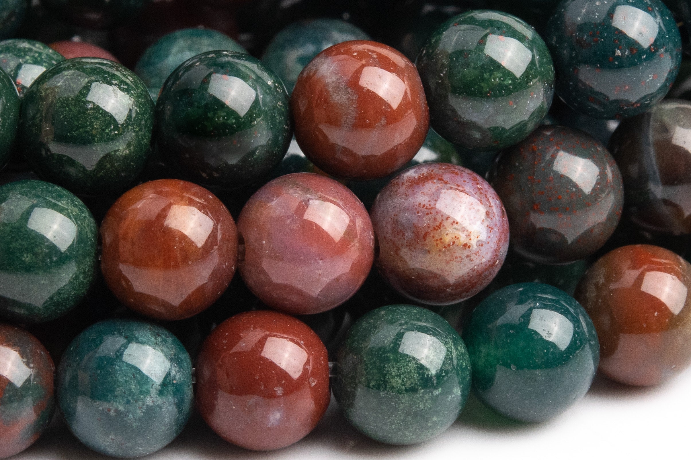 Genuine Natural Blood Stone Gemstone Beads 6-7mm Dark Green Round Aaa Quality Loose Beads (103472)