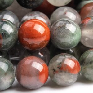 Genuine Natural Blood Stone Gemstone Beads 8-9mm Gray And Red Round Aaa Quality Loose Beads (100059)