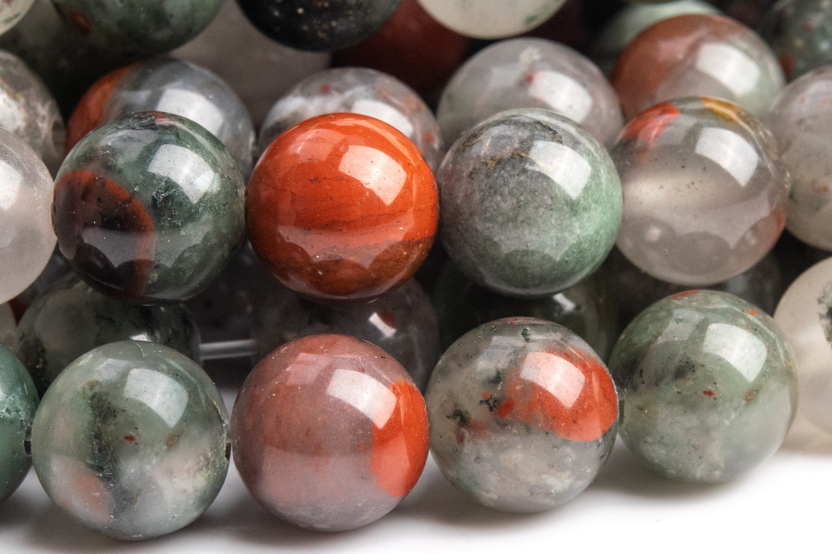 Genuine Natural Blood Stone Gemstone Beads 8-9mm Gray And Red Round Aaa Quality Loose Beads (100059)