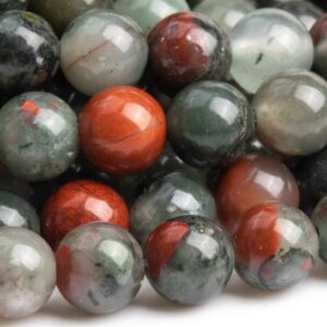 Genuine Natural Blood Stone Gemstone Beads 6mm Gray And Red Round Aaa Quality Loose Beads (100060)