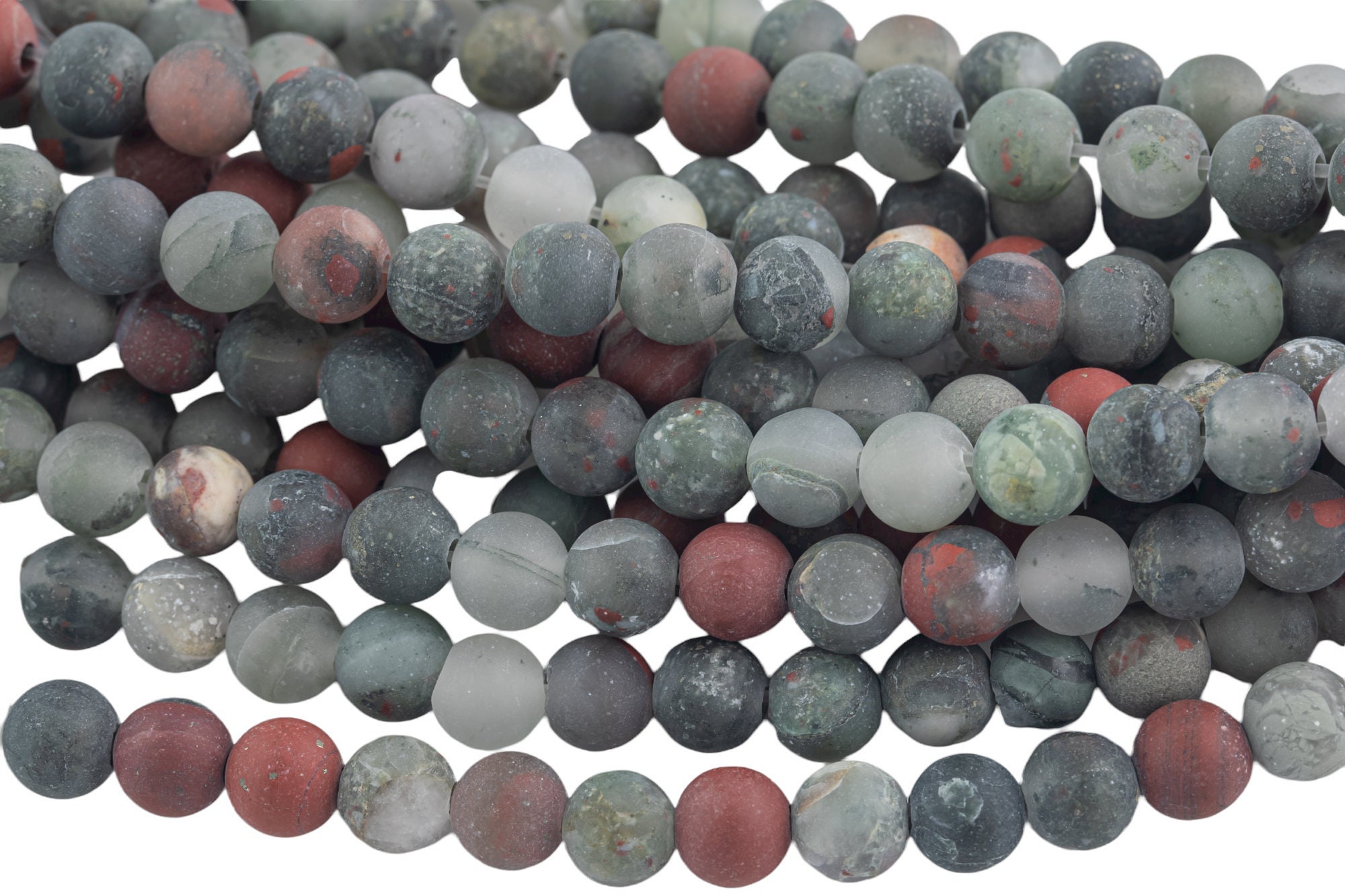 Large-hole Beads!!! 8mm Or 10mm Matte -finished Round. 2mm Hole. 7-8" Strands. Bloodstone Big Hole Beads