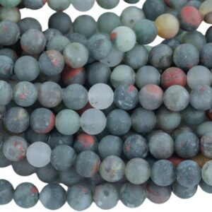 Matte Bloodstone Beads Blood Stone Beads, High Quality In Matte Round,-full Strand 15.5 Inch Strand, 4mm, 6mm, 8mm, 12mm, Or 14mm Beads