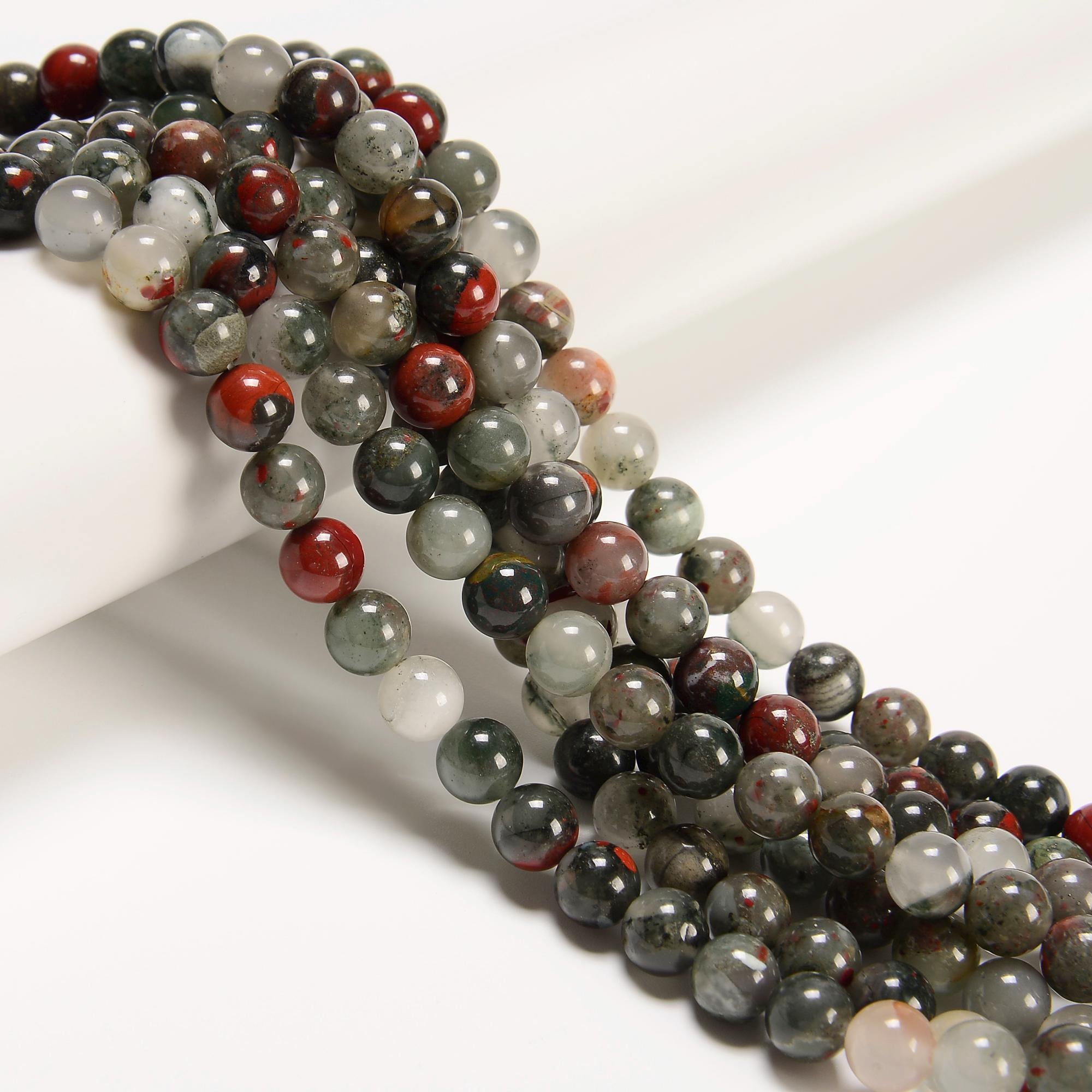 Natural African Bloodstone Smooth Round Beads 4mm 6mm 8mm 10mm 12mm 15.5" Strand Natural African Bloodstone Smooth Round Beads 4mm 6mm 8mm 10mm 12mm 15.5" Strand