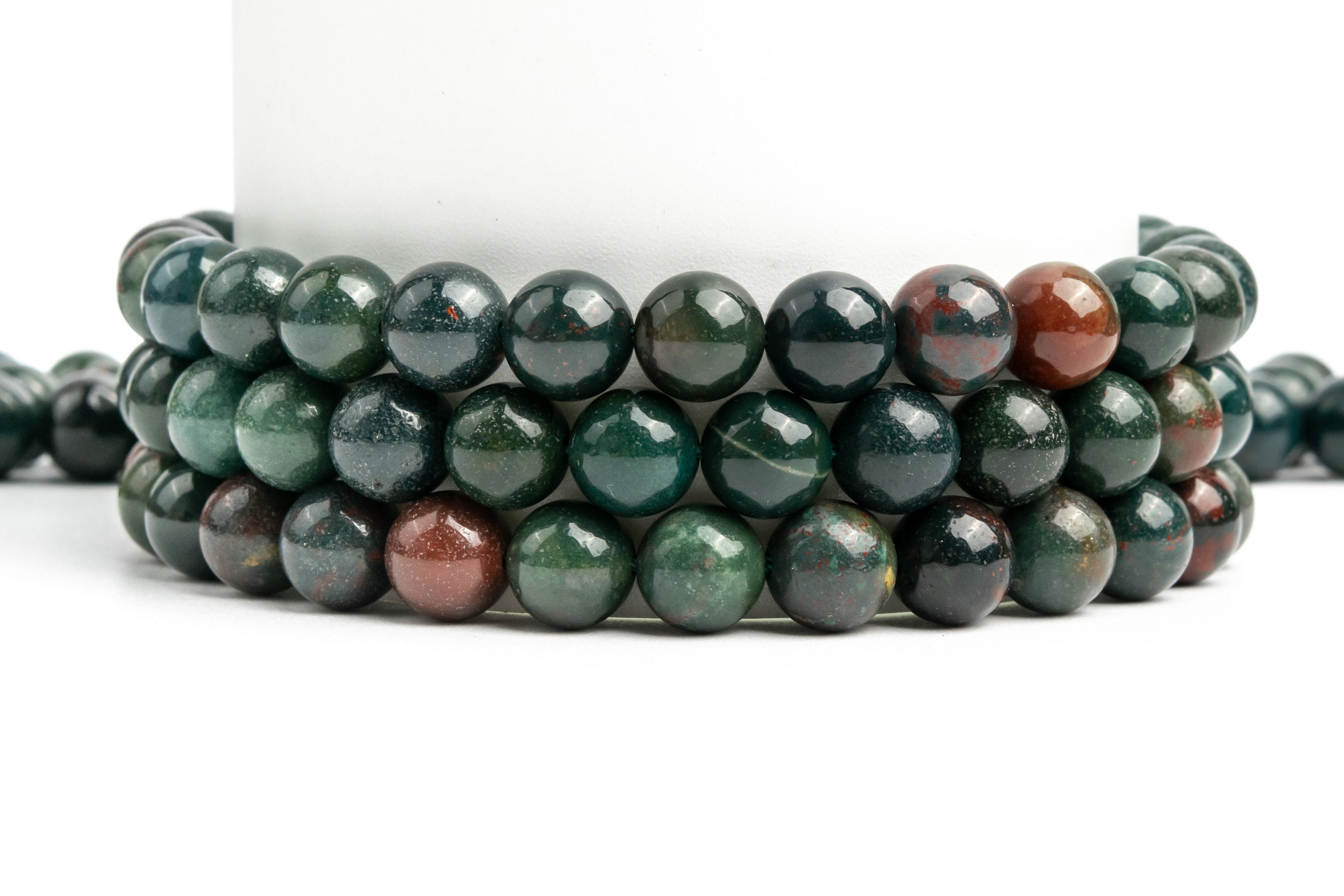 Natural Dark Green Blood Stone Gemstone Grade Aaa Round 4mm 6-7mm 8-9mm 10mm Loose Beads