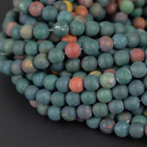 Natural Real Genuine Bloodstone 4mm 6mm 8mm Matte Round Beads Superior Quality~ 100% Bloodstone Full 15.5" Strand Gemstone Beads