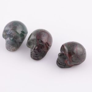 1 Pc Natural Bloodstone Skull Skulls ~1" - Self Standing - Not Drilled