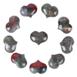 25mm African bloodstone puff LOVE hearts 1 inch Crystal healing Reiki pocket stone