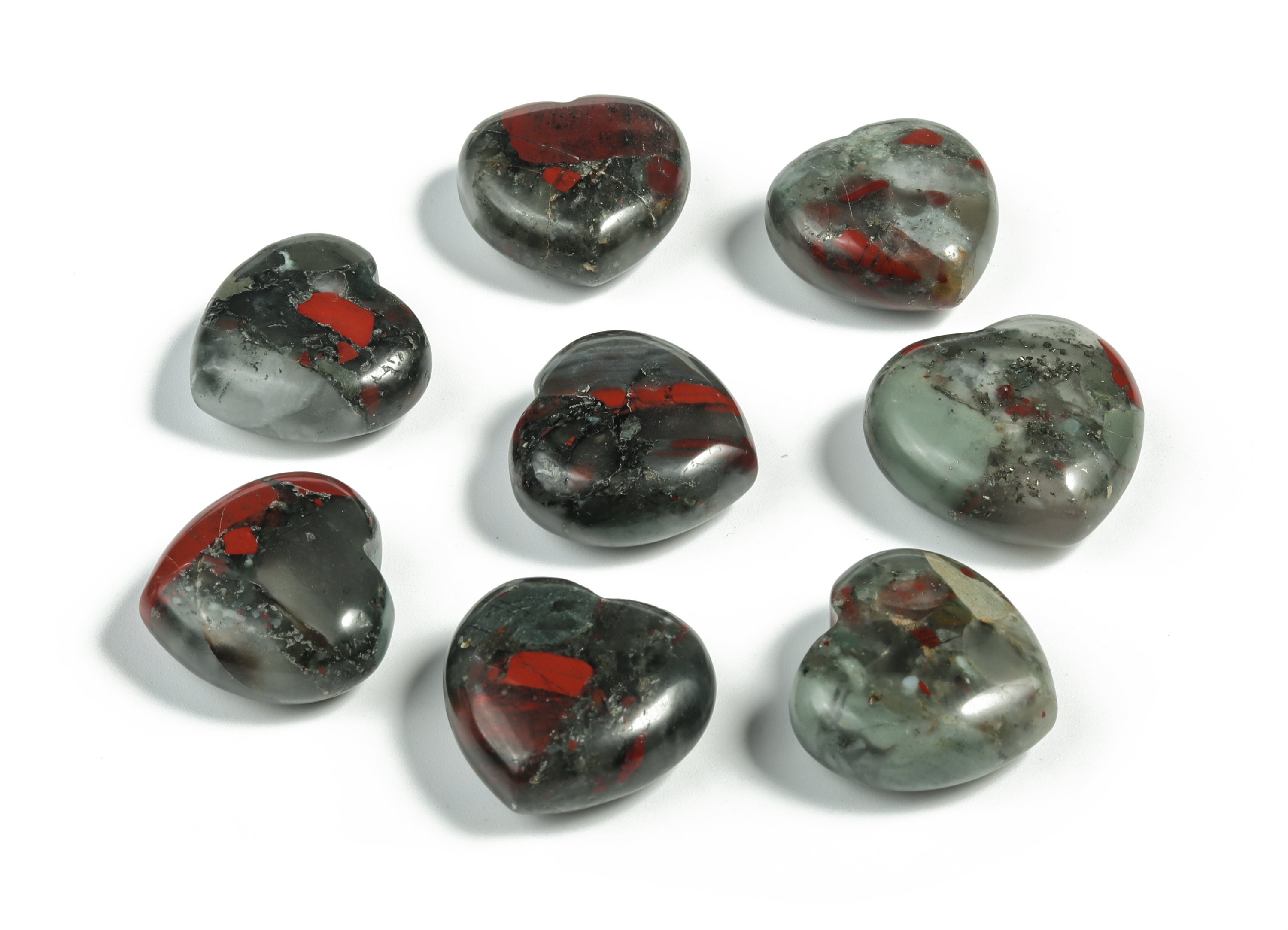 African Bloodstone Heart Gemstone – Bloodstone Stone Puffy Shaped Heart - Healing Stone – Bloodstone Gemstone Heart - 2.5cm - He1107