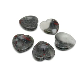 African BloodStone Heart Worry Stone – Crystal Worry Stone – Relaxing Heart Chakra - Travel Crystals - Stress Reducing - WO1004