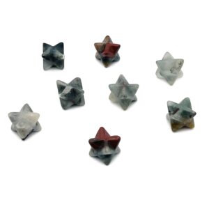 African BloodStone Merkaba Star Crystal Carving – Christmas Gift - Mini Merkaba Star Figurines - Crystal Reiki Healing - ME1025