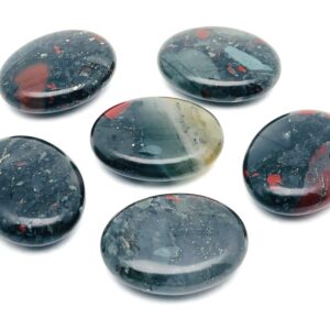 African Bloodstone Palm Stone – Oval African Bloodstone Stone –Natural Gemstone – Worry Stone - 45x35mm - PA1039