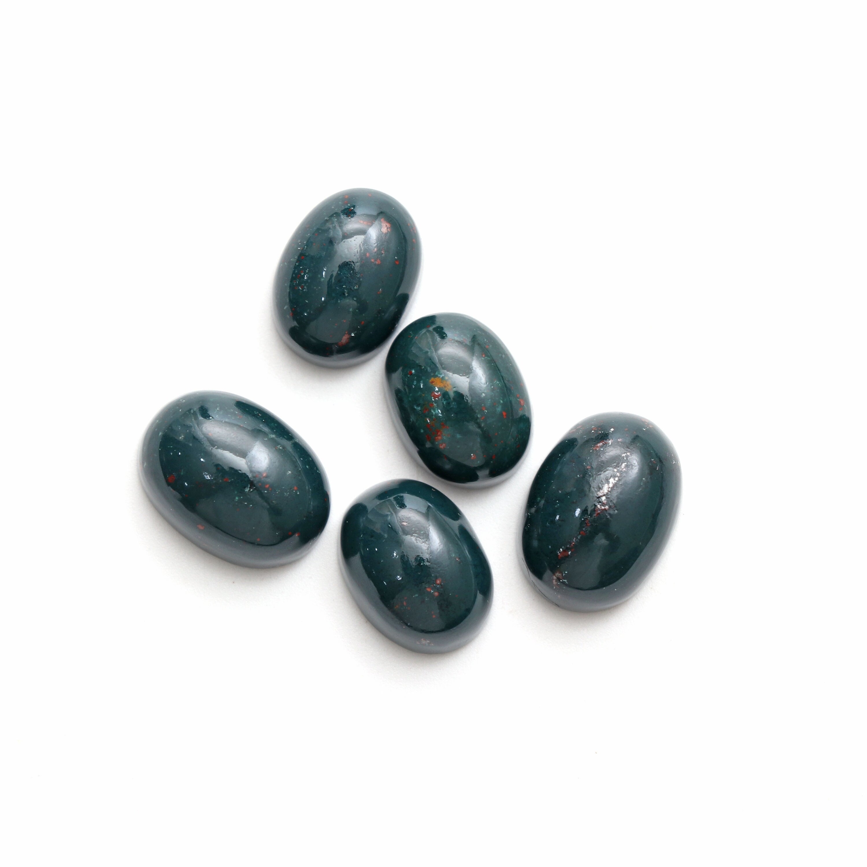 Blood Stone Smooth Oval Loose Gemstone, 12x16 Mm To 13.5x18 Mm, Blood Stone Jewelry Handmade Making, Set Of 5 Pieces