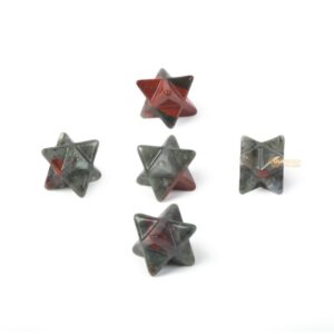 Carved African Bloodstone  Gemstone Crystal Merkaba Star Energy Healing Sacred Geometry Chakra Stone