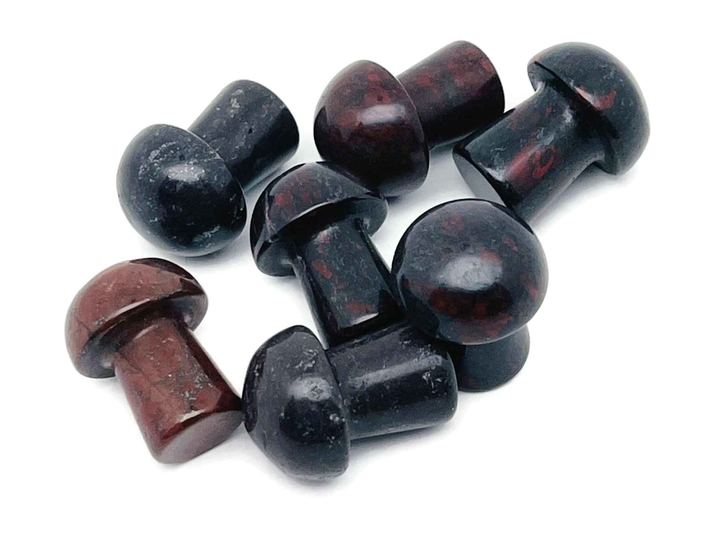 Chicken Bloodstone (chinese) Mushroom Gemstone – Crystal Carving – Crystal Mushroom – Natural Stone Mushroom Carving – 2cm – Mu1034