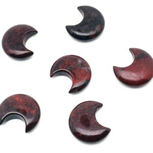 Chicken BloodStone Gemstone Moon - Crystal Moon - Carved Moon - Healing Crystal - Gemstone Crescent – 3×1.6cm – MO1064