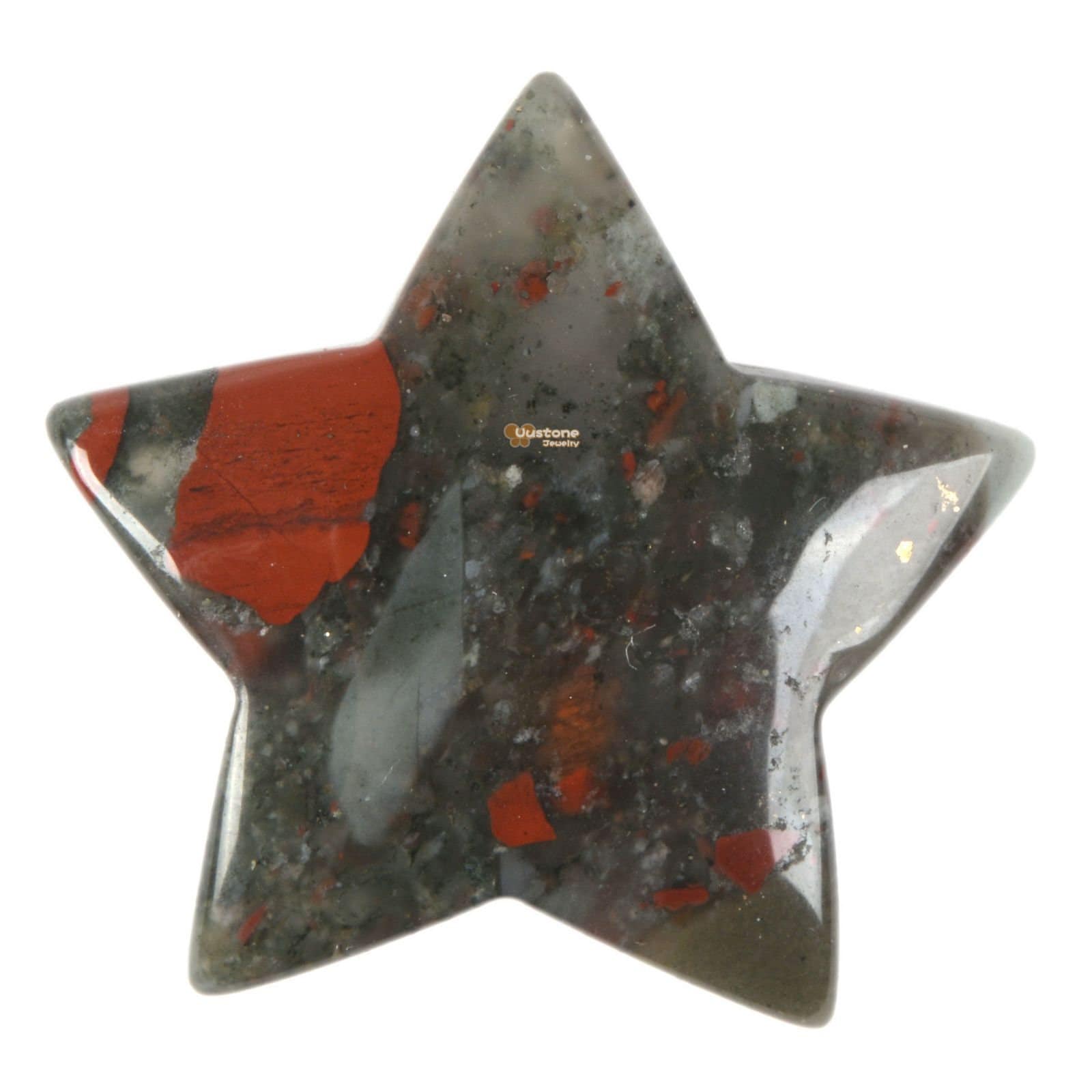 G6174.17 30mm Carved African Bloodstone Gemstone Crystal Healing Star Stone Diy