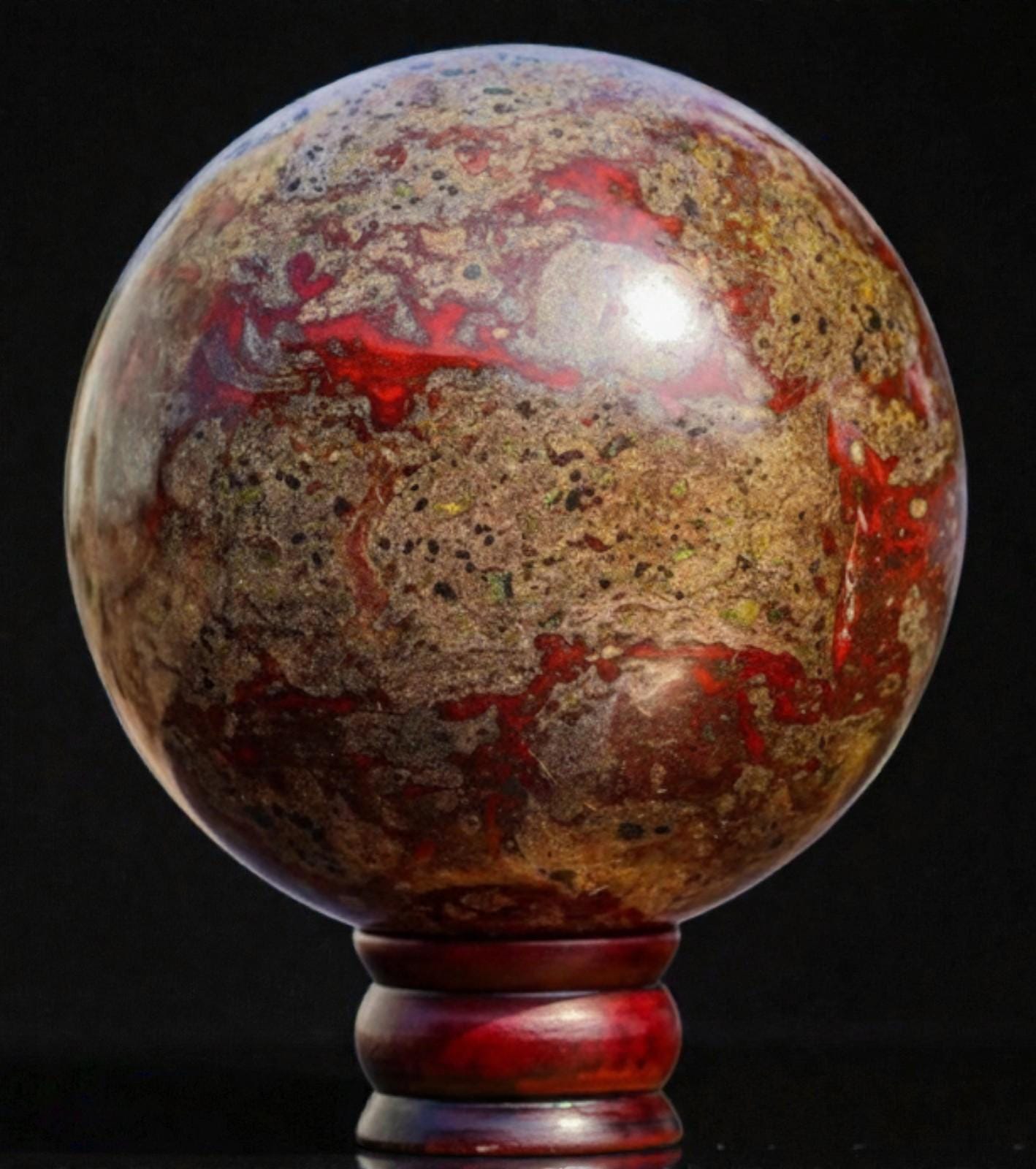 Giant Red Dragon Bloodstone Sphere: Chakra Balancing Crystal (10.5 Inch)