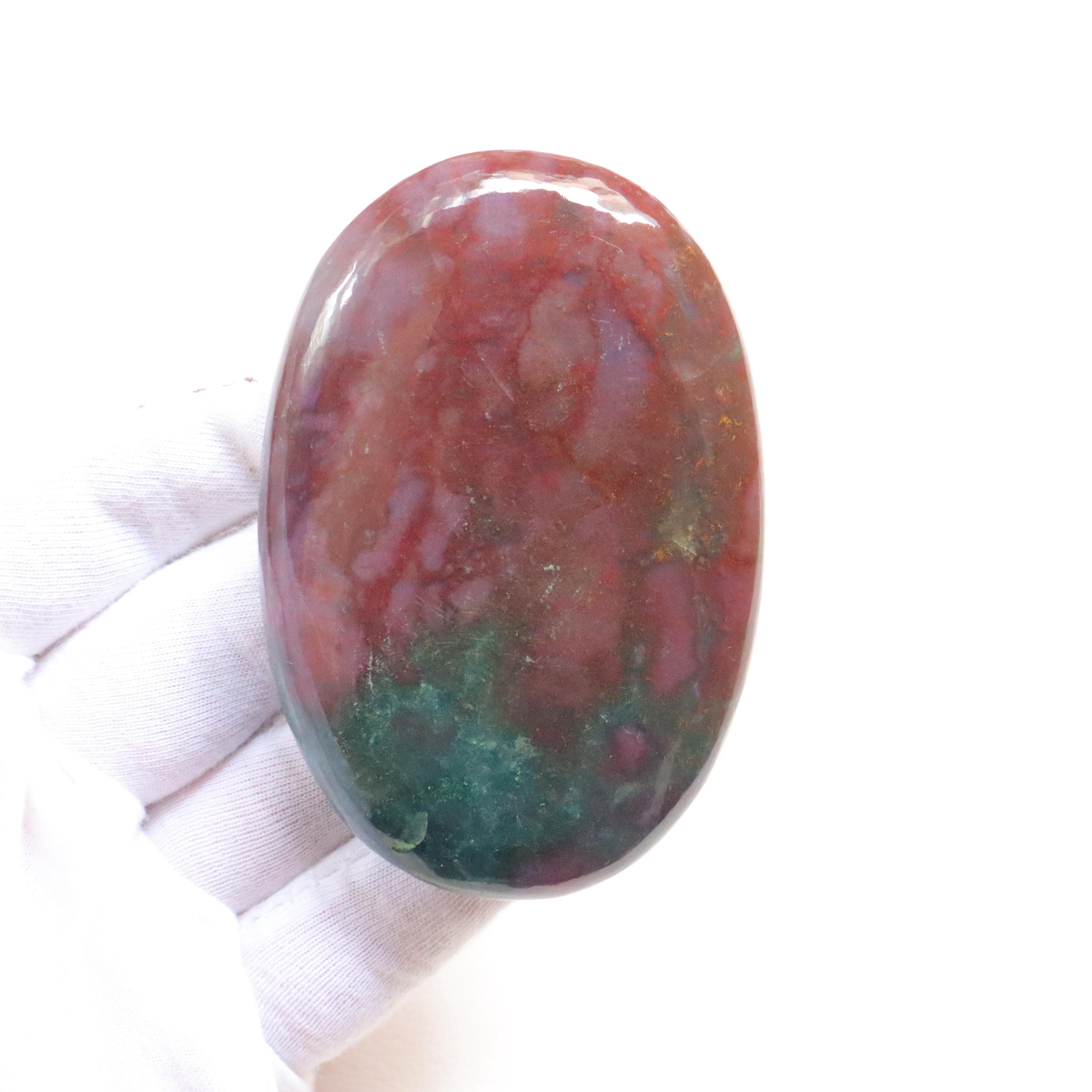 High Quality Bloodstone Palmstone, Natural Designer Indian Blood Stone, Grounding Protection, Meditation Reiki Healing, Pocket Palm Stone