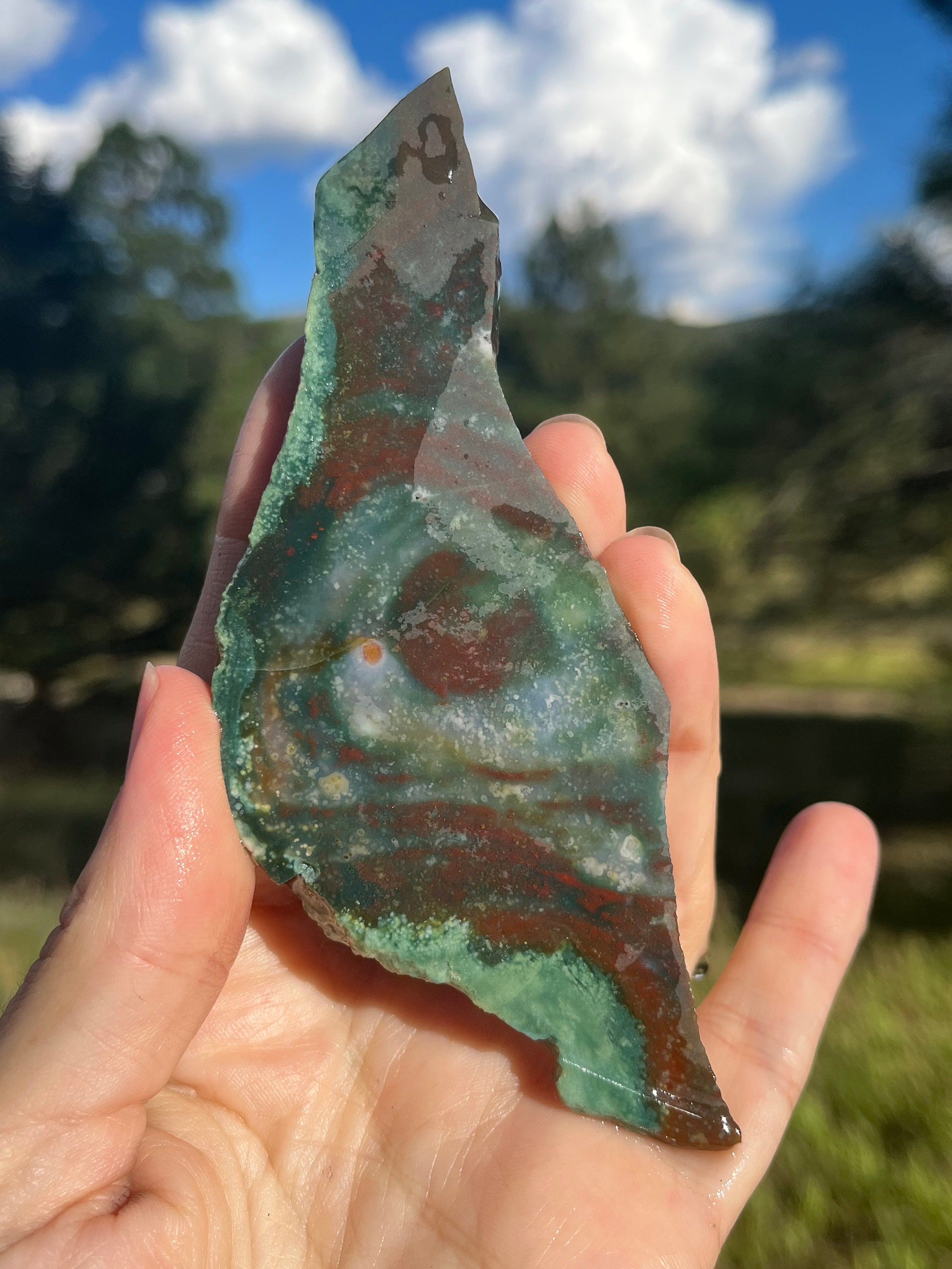 Bloodstone Jasper Lapidary Slab Natural Stone Not Polished For Cabbing