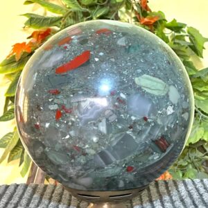 AAA Bloodstone African Huge Crystal Sphere ,Healing Crystal Ball, Premium Heliotrope Gemstone Orb, Collector Mineral Decor, Home Decor