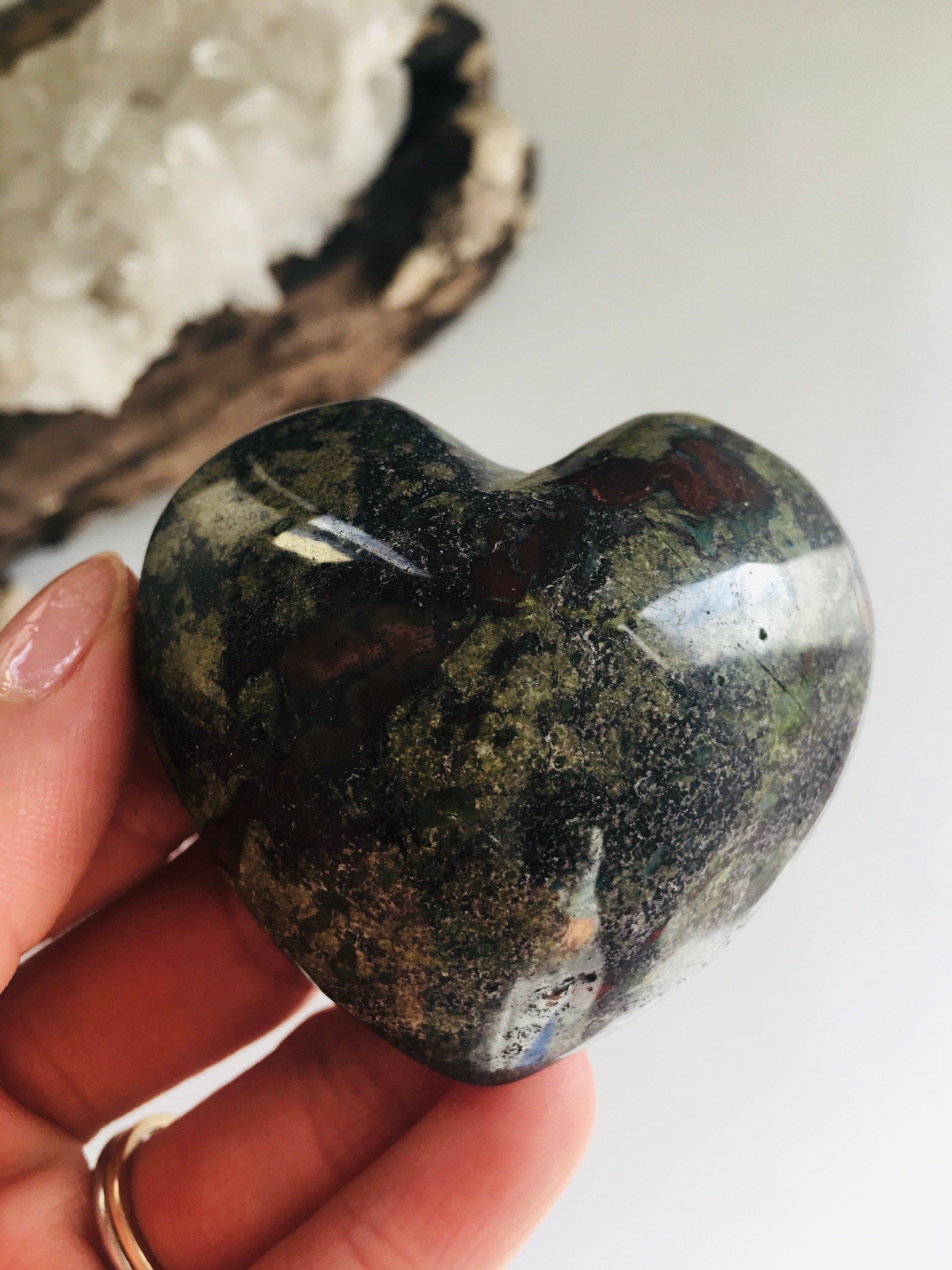 Large Dragon Blood Stone Heart – Natural Polished Crystal