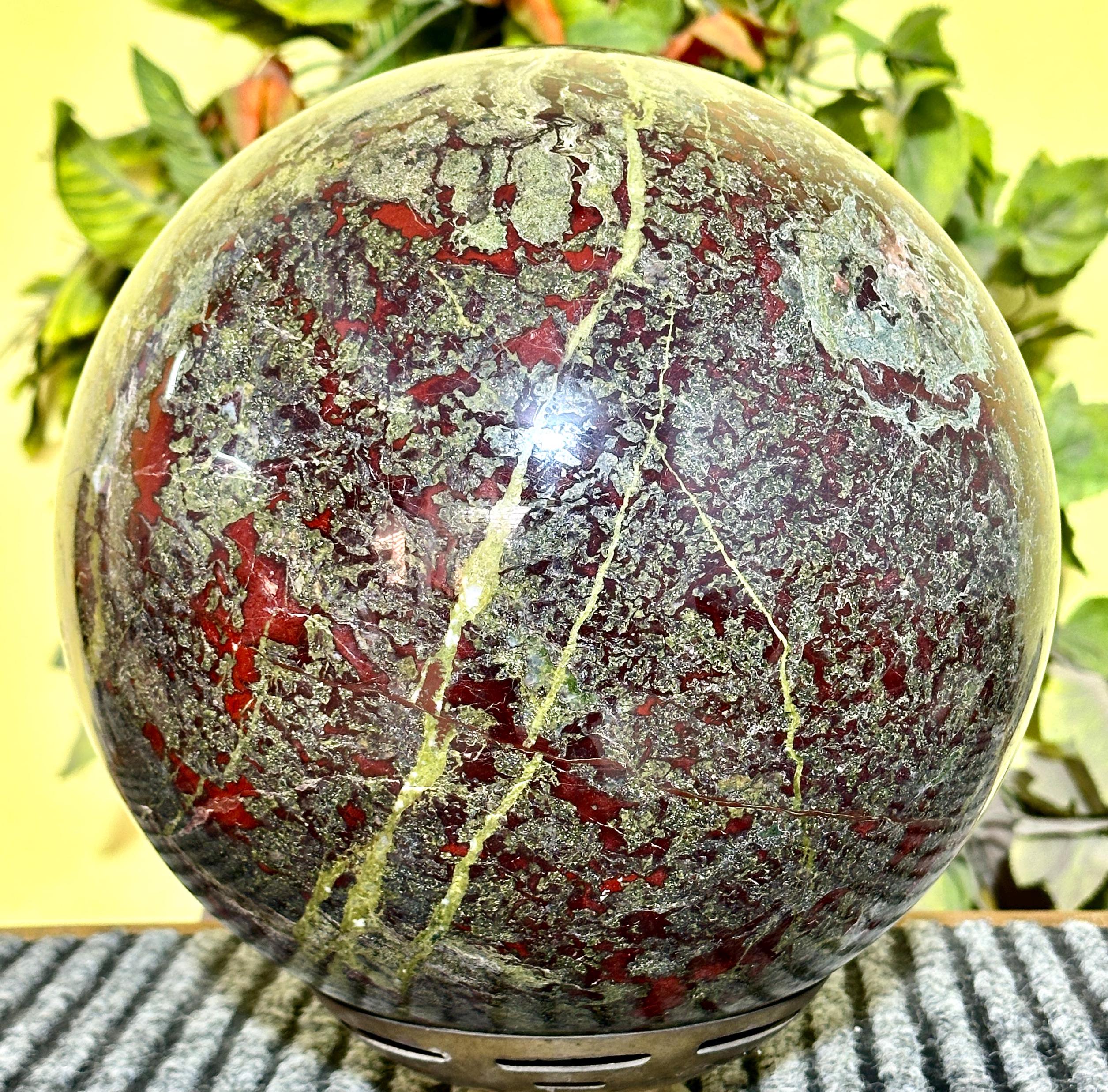 Massive 260mm Reiki Charged Dragon Bloodstone Sphere: Meditation Crystal A Grade Collecter Piece