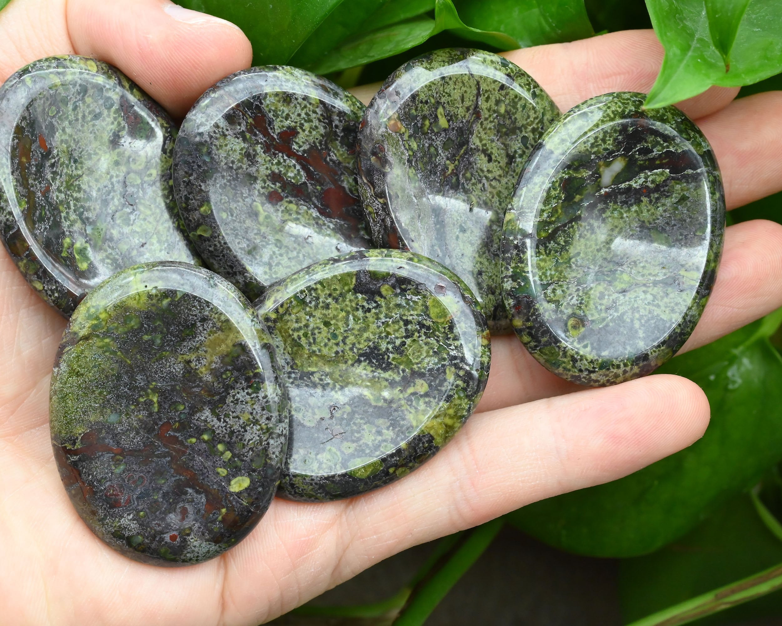 Natural Dragon Blood Stone Worry Stone,healing Worry Stone,chakra Worry Stone,size 35x45mm