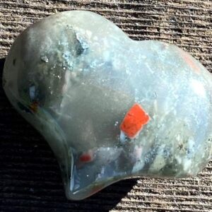 Bloodstone, Puffy Heart, Pocket Worry Healing Stone, with Positive Healing Energy!