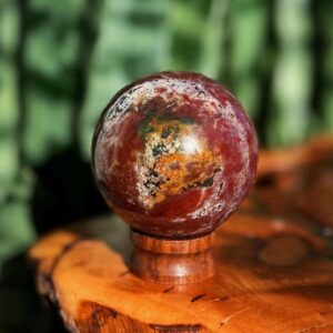 Bloodstone sphere w/ stand - aka Heliotrope crystal