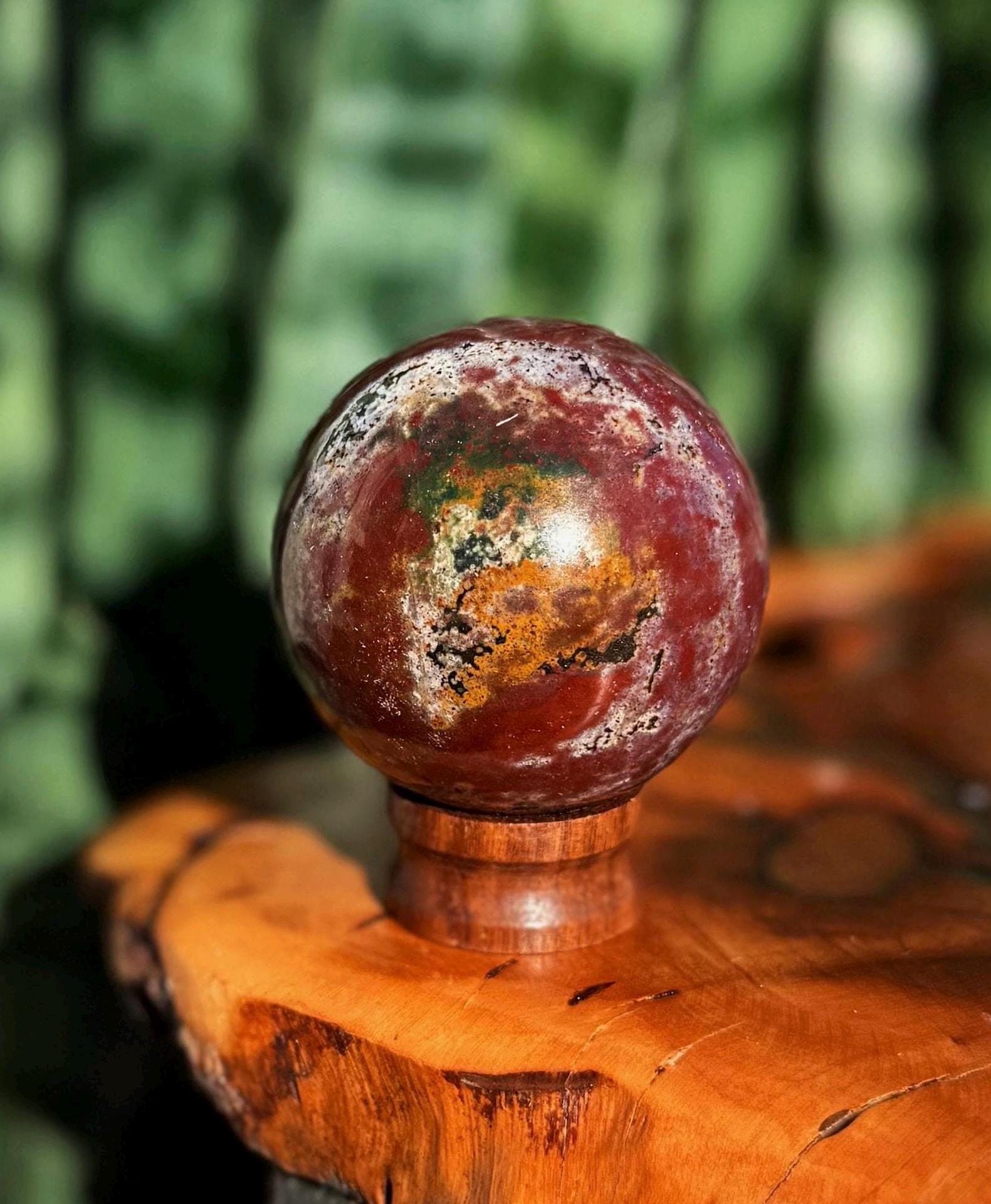 Bloodstone Sphere W/ Stand - Aka Heliotrope Crystal