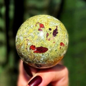 Bloodstone sphere w/ stand - "Dragon Bloodstone" from Africa