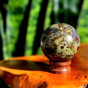 Bloodstone sphere w/ stand - "Dragon Bloodstone" from Africa