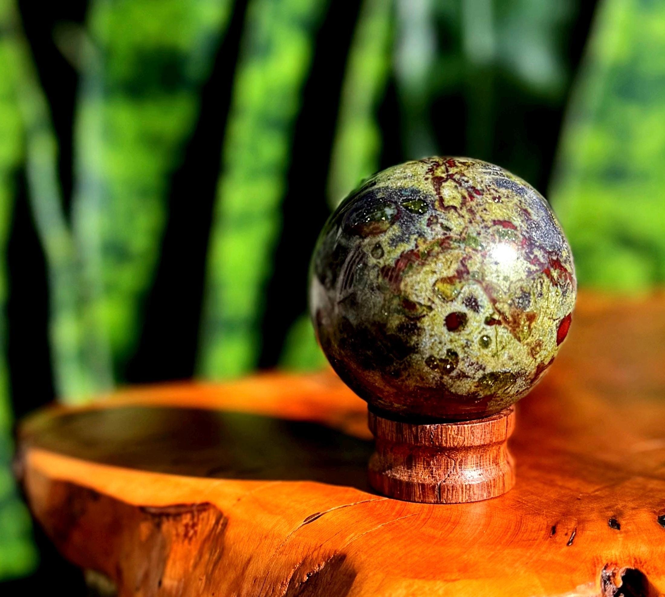 Bloodstone Sphere W/ Stand - "dragon Bloodstone" From Africa