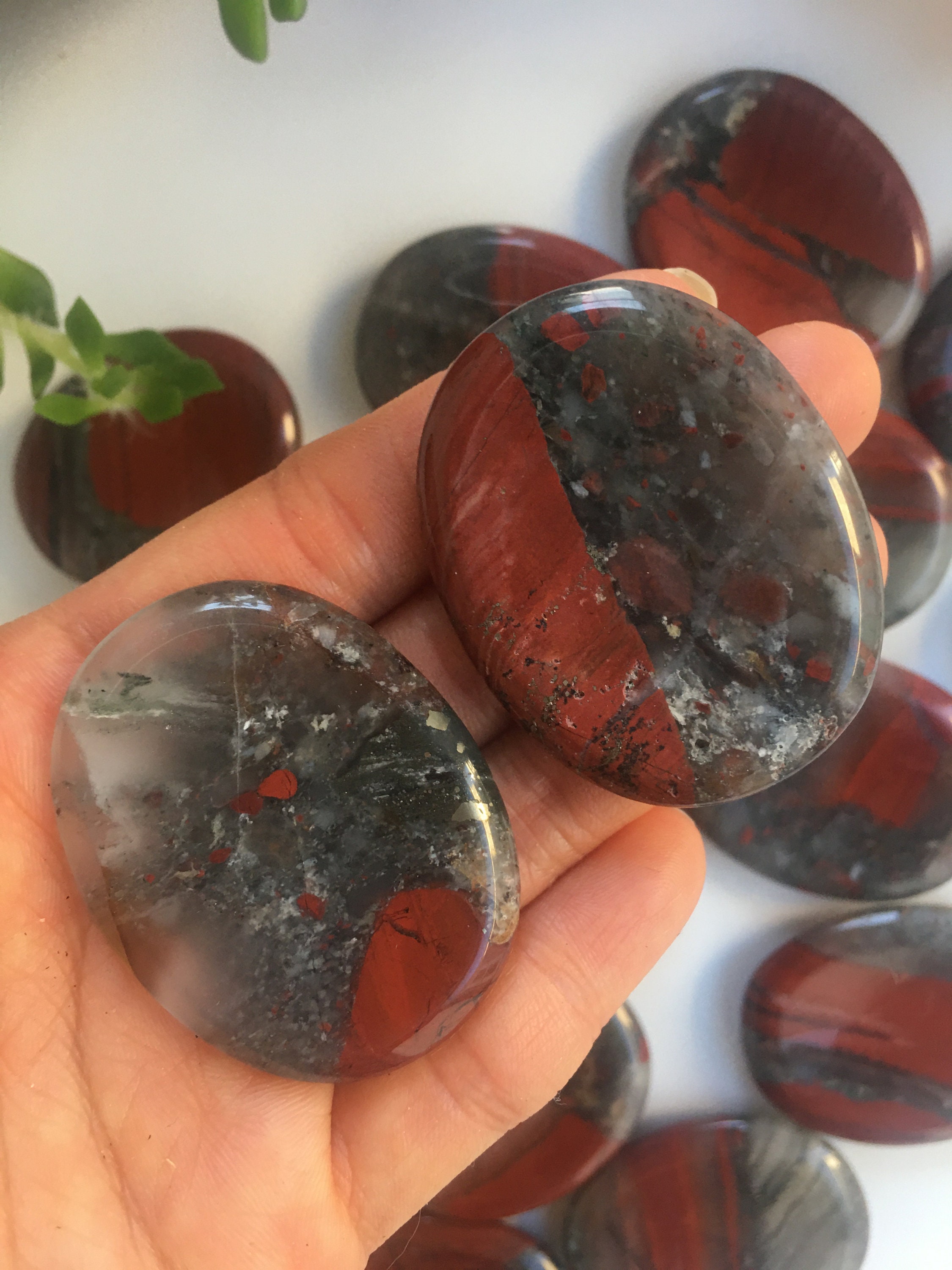 Bloodstone Worry Stone – Polished Natural Crystal